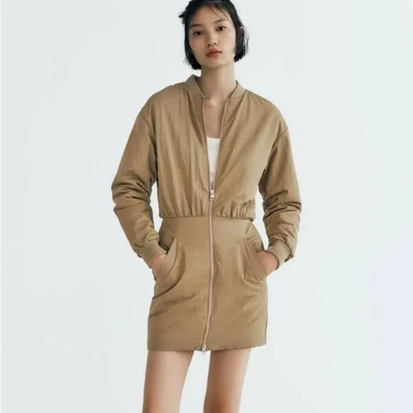 Zara Mini Bomber Jacket Dress - Picture 1 of 3